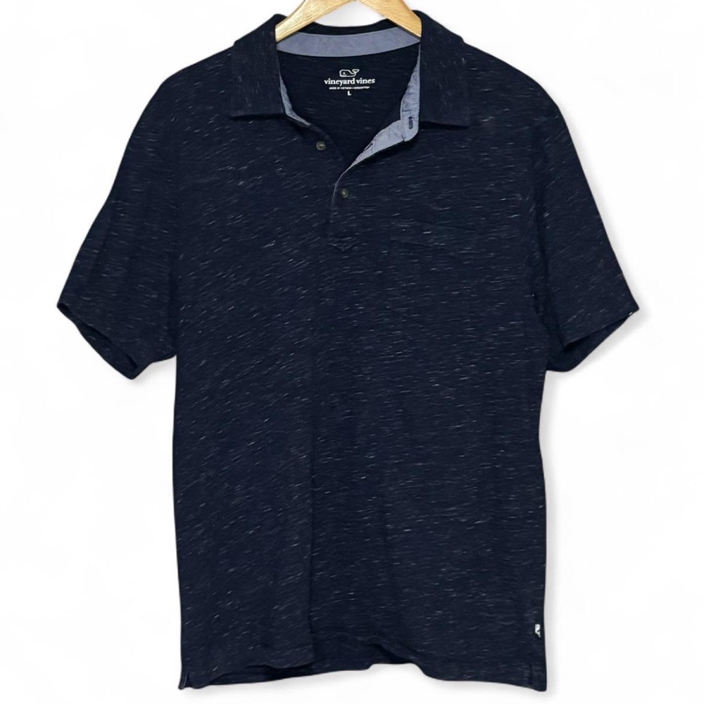 Vineyard Vines Heather Blue Cotton Polo Shirt